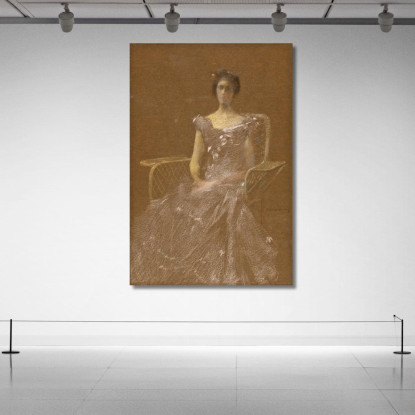 Donna Su Poltrona Di Rattan Thomas Wilmer Dewing twd11 quadro stampato su tela