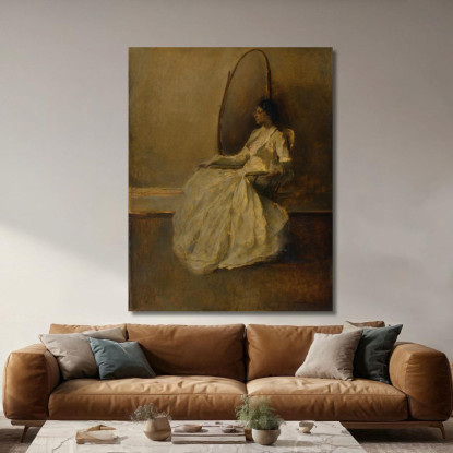 Donna In Bianco N. 1 Thomas Wilmer Dewing twd12 quadro stampato su tela