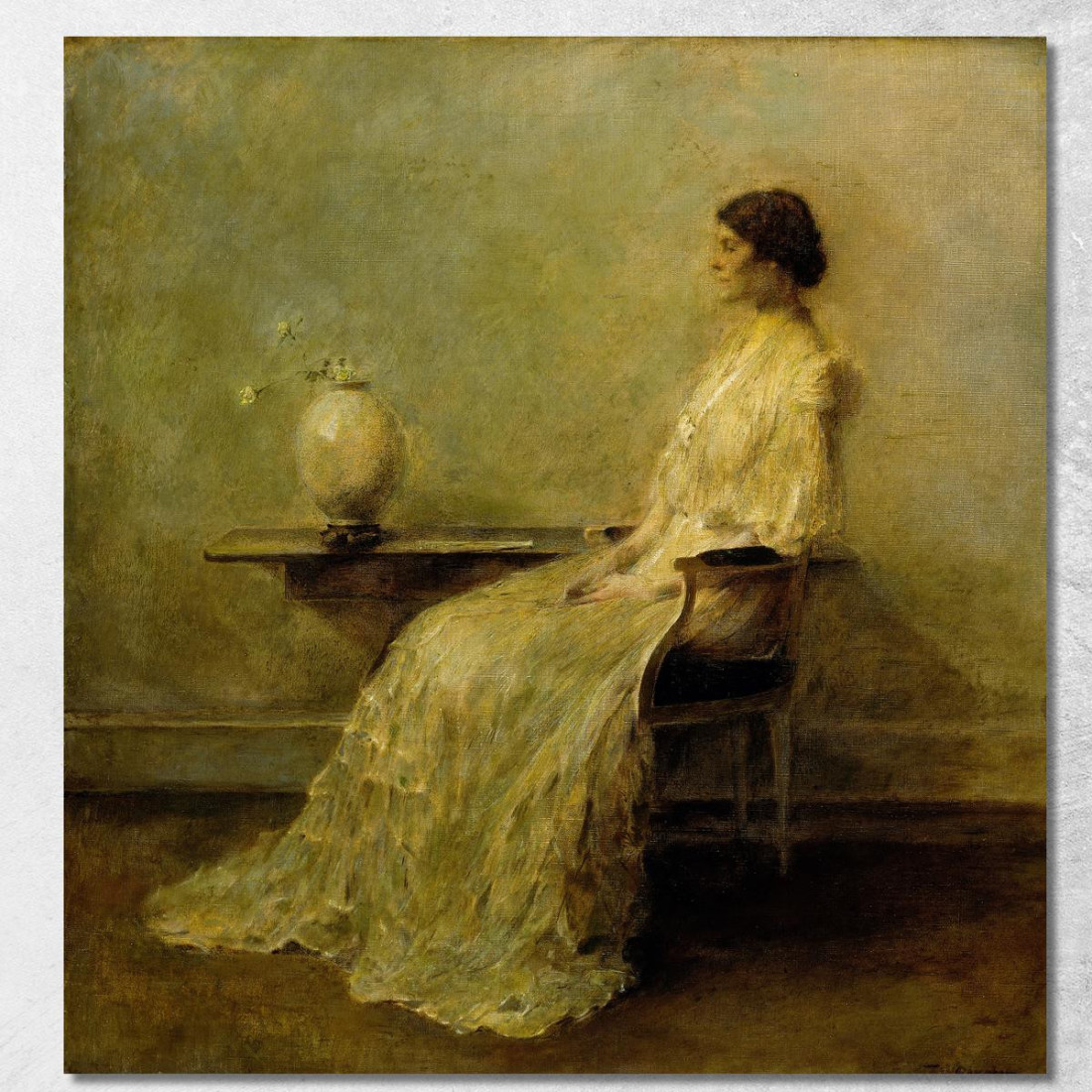 Donna In Bianco N. 2 Thomas Wilmer Dewing twd13 quadro stampato su tela Donna In Bianco N. 2 Thomas Wilmer Dewing twd13 quadro stampato su tela