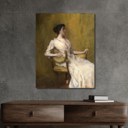 Donna In Bianco Thomas Wilmer Dewing twd14 quadro stampato su tela