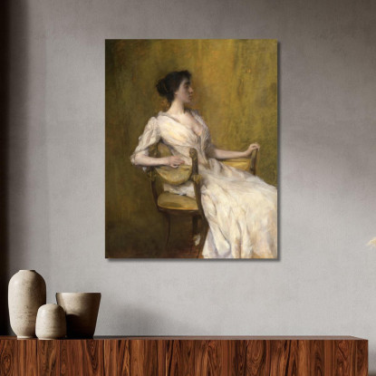 Donna In Bianco Thomas Wilmer Dewing twd14 quadro stampato su tela