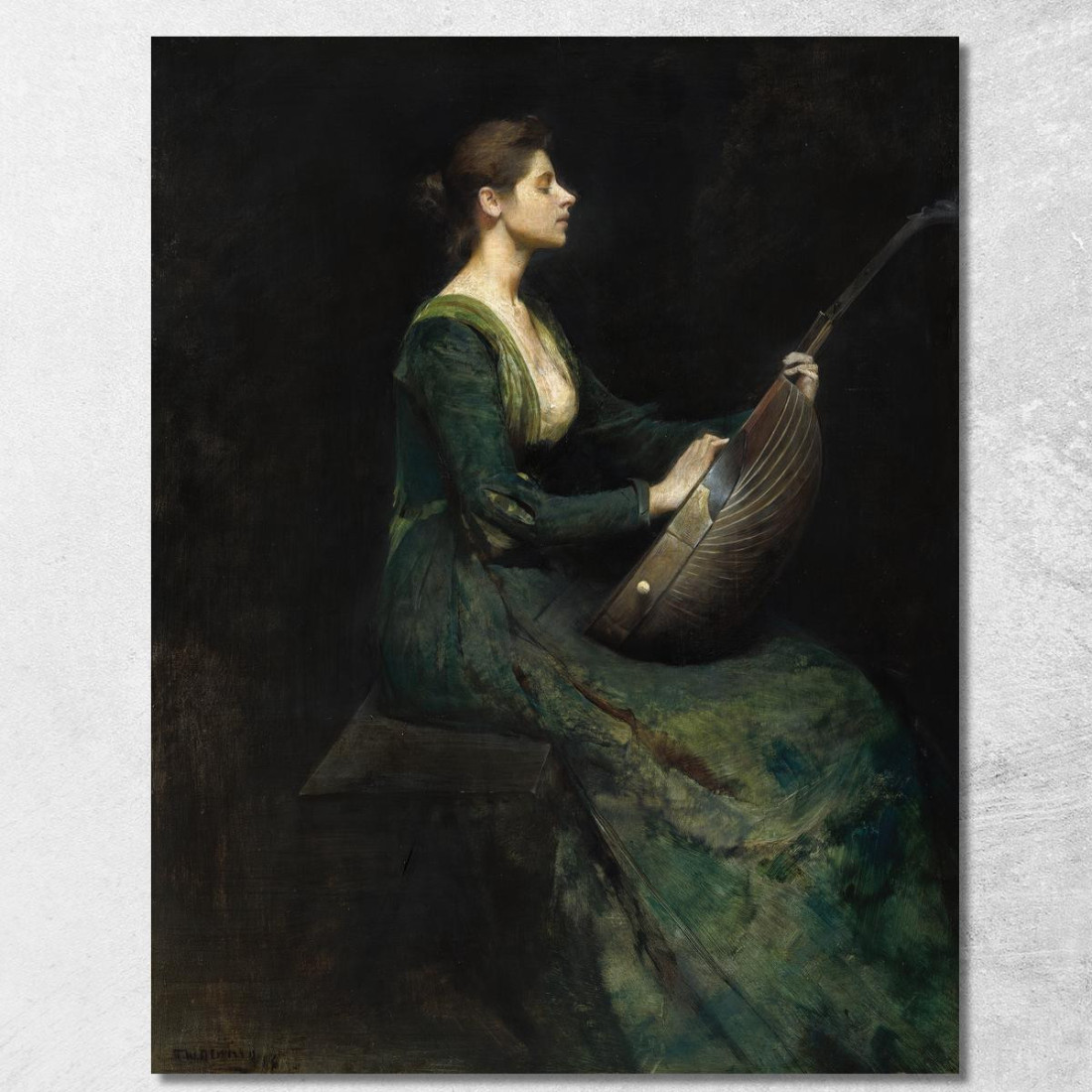 Donna Con Un Liuto Thomas Wilmer Dewing twd15 quadro stampato su tela Donna Con Un Liuto Thomas Wilmer Dewing twd15 quadro stampato su tela