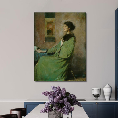 Ritratto Di Una Donna Con Una Rosa Thomas Wilmer Dewing twd19 quadro stampato su tela