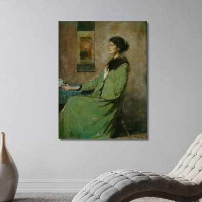 Ritratto Di Una Donna Con Una Rosa Thomas Wilmer Dewing twd19 quadro stampato su tela