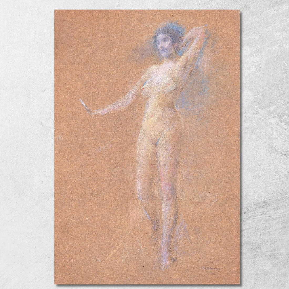 Figura Femminile Nuda In Piedi Thomas Wilmer Dewing twd25 quadro stampato su tela Figura Femminile Nuda In Piedi Thomas Wilmer Dewing twd25 quadro stampato su tela