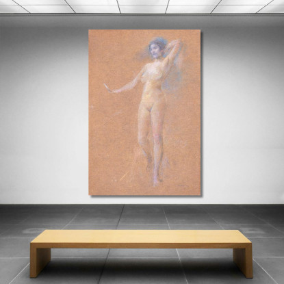 Figura Femminile Nuda In Piedi Thomas Wilmer Dewing twd25 quadro stampato su tela