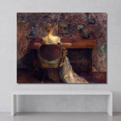 Il Clavicembalo 2 Thomas Wilmer Dewing twd34 quadro stampato su tela