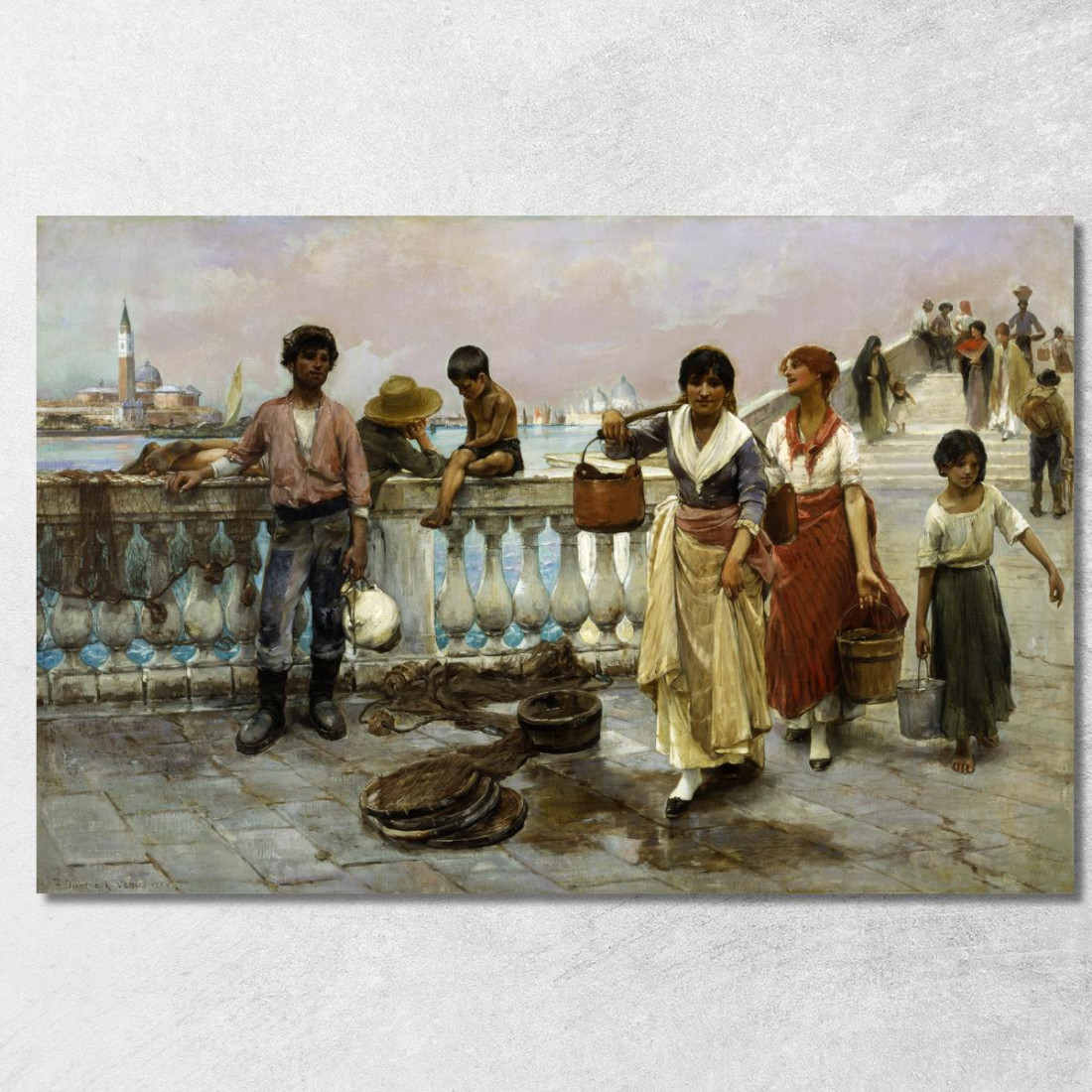 Portatrici D’Acqua A Venezia Thomas Wilmer Dewing twd38 quadro stampato su tela Portatrici D’Acqua A Venezia Thomas Wilmer Dewing twd38 quadro stampato su tela