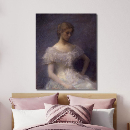 Giovane Ragazza Seduta Thomas Wilmer Dewing twd39 quadro stampato su tela