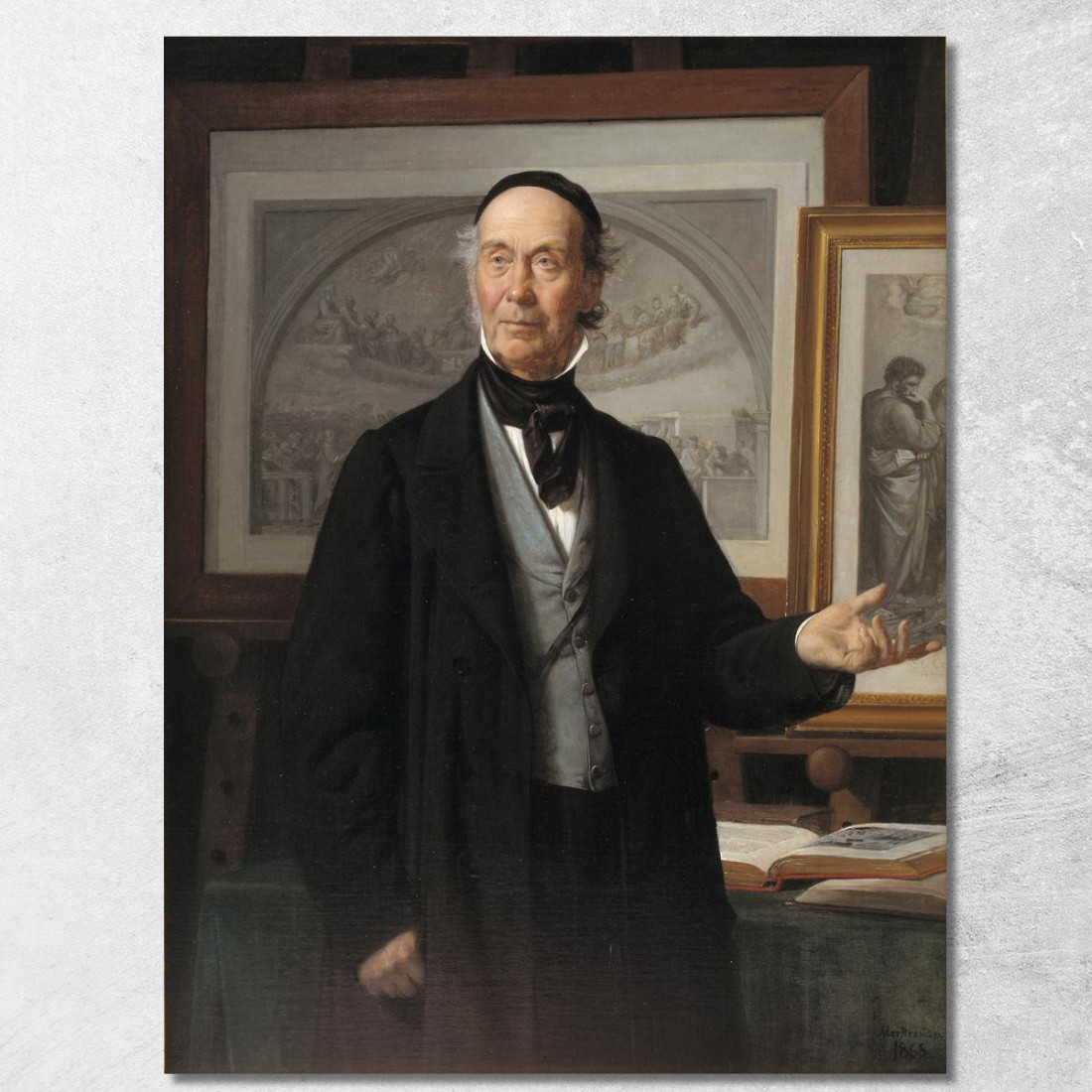 Lo Storico Dell'Arte Niels Lauritz Høyen Wilhelm Marstrand wmr65 quadro stampato su tela Lo Storico Dell'Arte Niels Lauritz Høyen Wilhelm Marstrand wmr65 quadro stampato su tela