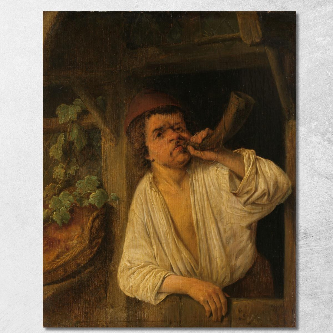 Un Fornaio Che Suona Il Suo Corno Adriaen van Ostade avo1 quadro stampato su tela Un Fornaio Che Suona Il Suo Corno Adriaen van Ostade avo1 quadro stampato su tela