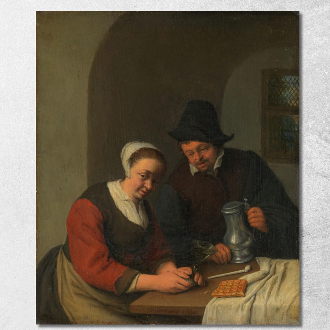 Una Conversazione Confidenziale Adriaen van Ostade avo3 quadro stampato su tela Una Conversazione Confidenziale Adriaen van Ostade avo3 quadro stampato su tela