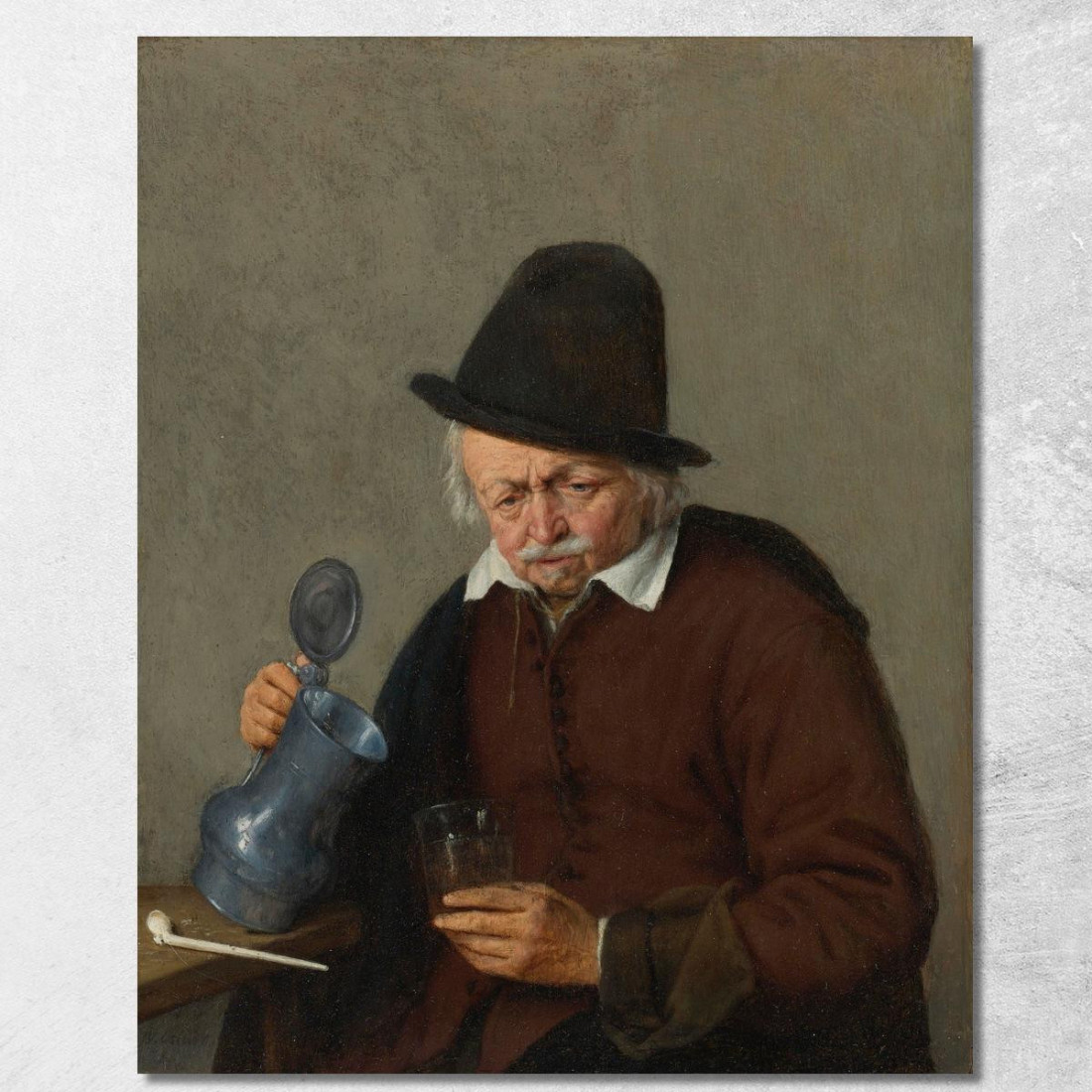 Un Uomo Che Tiene Un Boccale E Un Bicchiere Adriaen van Ostade avo6 quadro stampato su tela Un Uomo Che Tiene Un Boccale E Un Bicchiere Adriaen van Ostade avo6 quadro stampato su tela