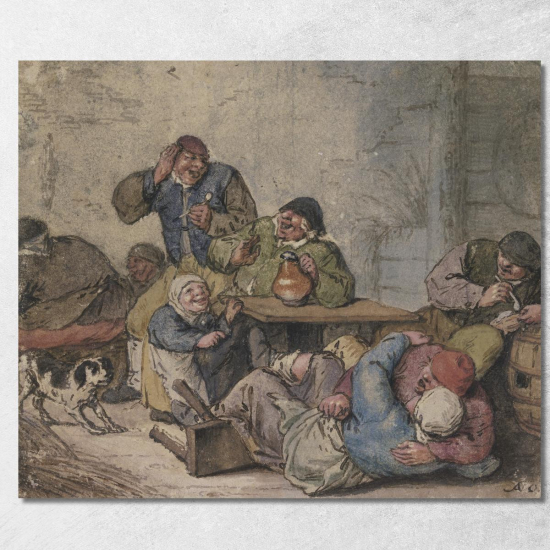 Contadini Scatenati Nella Locanda 2 Adriaen van Ostade avo14 quadro stampato su tela Contadini Scatenati Nella Locanda 2 Adriaen van Ostade avo14 quadro stampato su tela