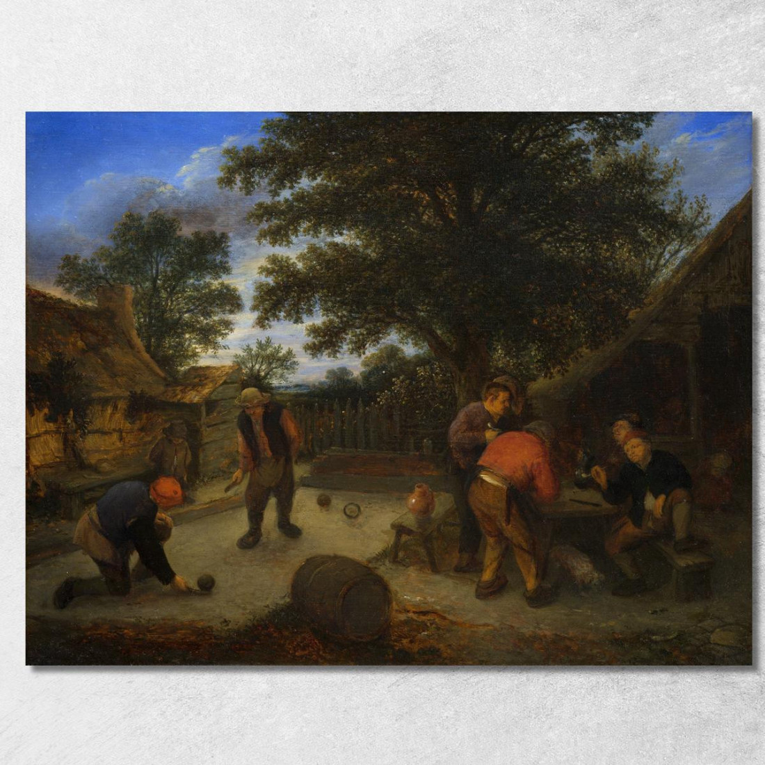Giocatori Di Palla Nel Giardino Della Locanda Adriaen van Ostade avo15 quadro stampato su tela Giocatori Di Palla Nel Giardino Della Locanda Adriaen van Ostade avo15 quadro stampato su tela