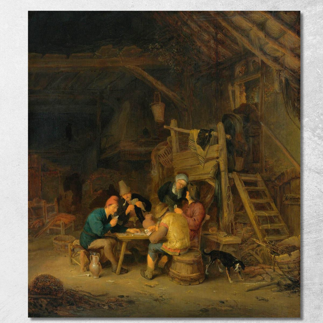 Quattro Giocatori Di Carte In Un Interno Rustico Adriaen van Ostade avo21 quadro stampato su tela Quattro Giocatori Di Carte In Un Interno Rustico Adriaen van Ostade avo21 quadro stampato su tela
