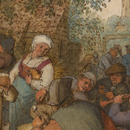 Festa Dei Contadini In Una Strada Di Città Adriaen van Ostade avo33 quadro stampato su tela