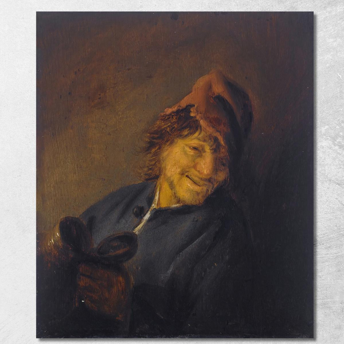 Contadino Con Berretto Rosso Che Tiene Una Brocca Adriaen van Ostade avo35 quadro stampato su tela Contadino Con Berretto Rosso Che Tiene Una Brocca Adriaen van Ostade avo35 quadro stampato su tela