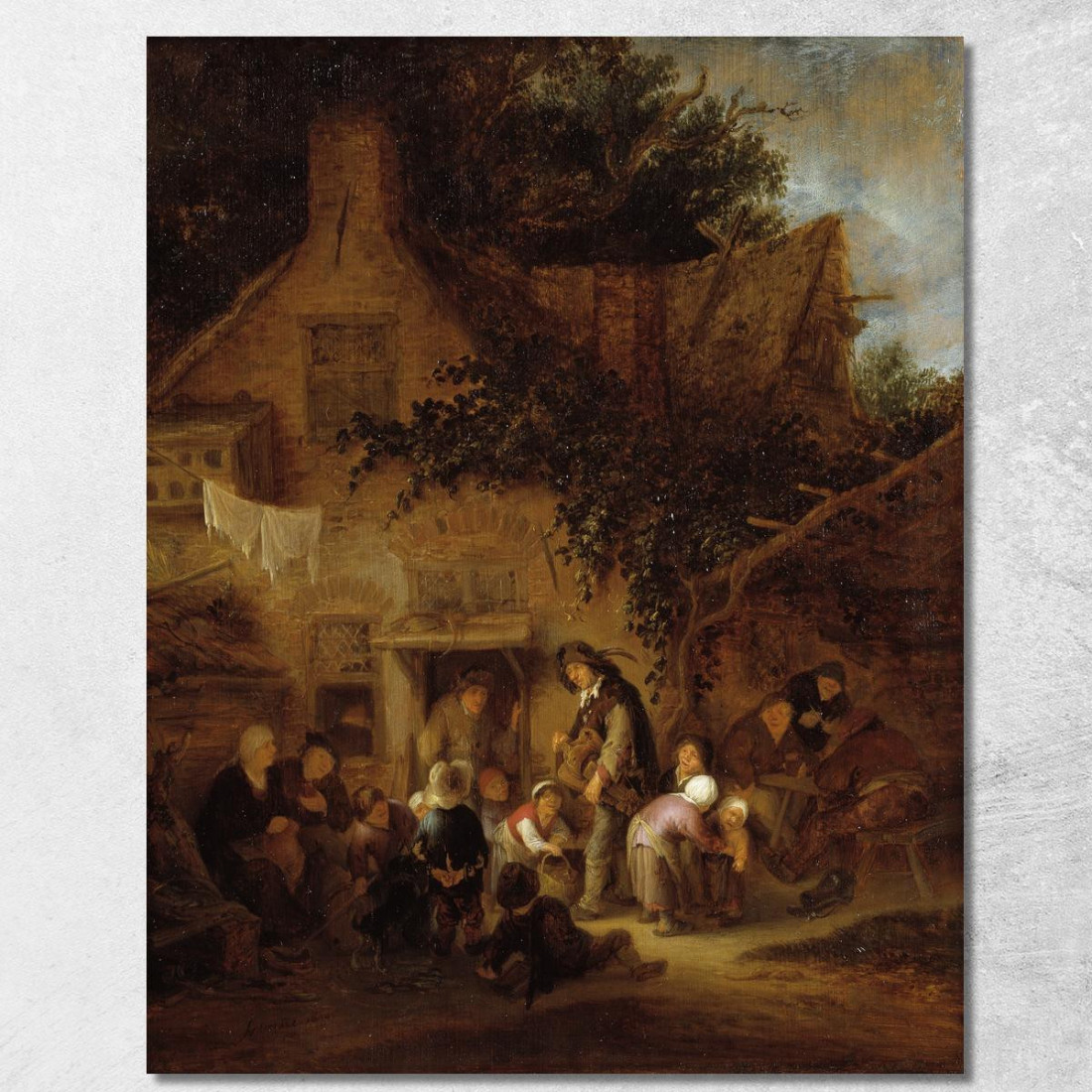 L'Organettista Fuori Da Un Cottage Adriaen van Ostade avo55 quadro stampato su tela L'Organettista Fuori Da Un Cottage Adriaen van Ostade avo55 quadro stampato su tela