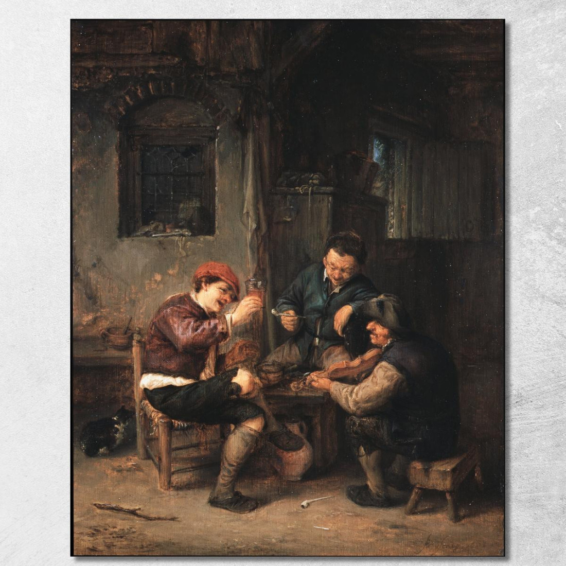 Tre Contadini In Una Locanda Adriaen van Ostade avo61 quadro stampato su tela Tre Contadini In Una Locanda Adriaen van Ostade avo61 quadro stampato su tela