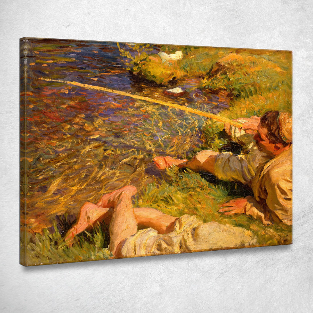 Val D'Aosta Un Uomo Che Pesca John Singer Sargent jss352 quadro stampato su tela Val D'Aosta Un Uomo Che Pesca John Singer Sargent jss352 quadro stampato su tela