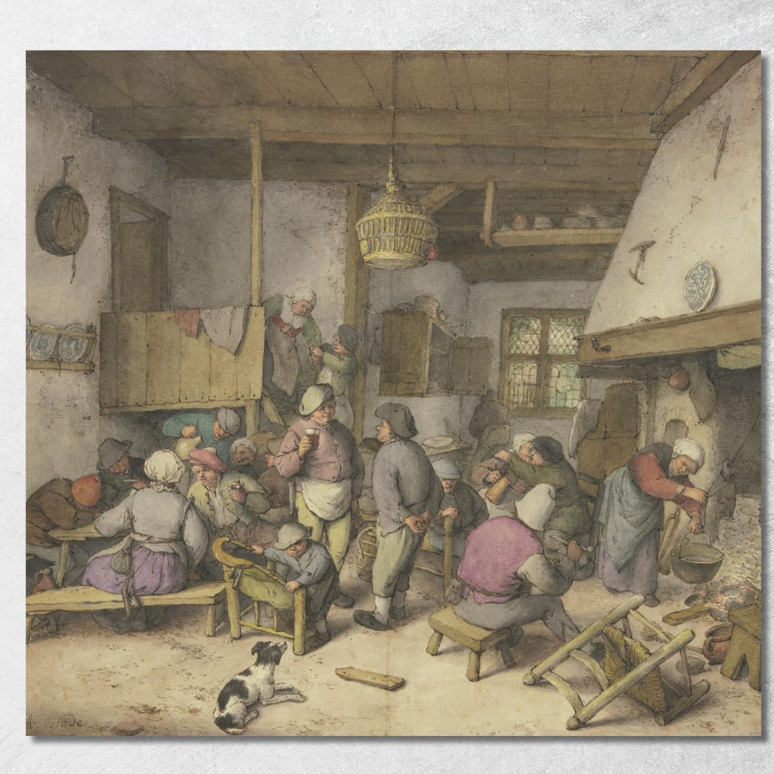 Interno Di Una Locanda Con Contadini Che Fumano Bevono E Flirtano Adriaen van Ostade avo66 quadro stampato su tela Interno Di Una Locanda Con Contadini Che Fumano Bevono E Flirtano Adriaen van Ostade avo66 quadro stampato su tela