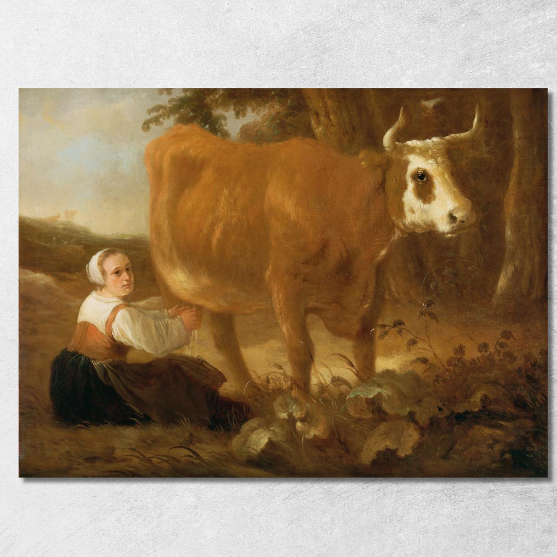 Una Lattaia Con Una Mucca Aelbert Cuyp acu2 quadro stampato su tela Una Lattaia Con Una Mucca Aelbert Cuyp acu2 quadro stampato su tela