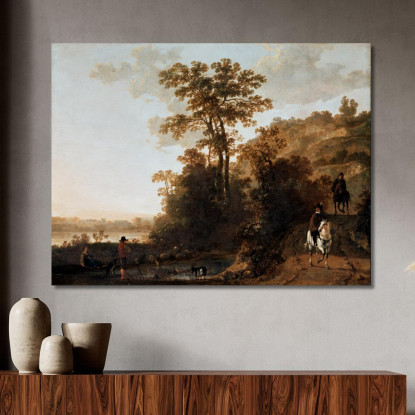 Una Cavalcata Serale Vicino A Un Fiume Aelbert Cuyp acu6 quadro stampato su tela
