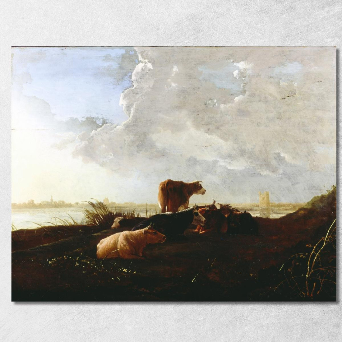 Bestiame Vicino A Un Fiume 2 Aelbert Cuyp acu9 quadro stampato su tela Bestiame Vicino A Un Fiume 2 Aelbert Cuyp acu9 quadro stampato su tela
