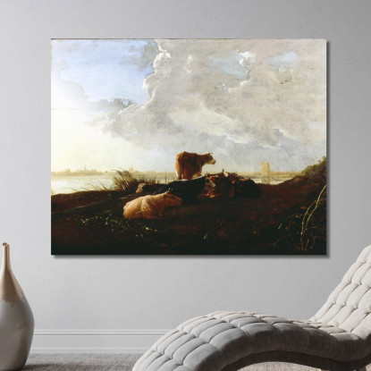 Bestiame Vicino A Un Fiume 2 Aelbert Cuyp acu9 quadro stampato su tela