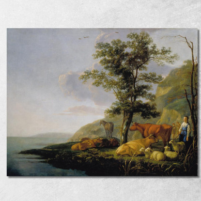 Bestiame Vicino A Un Fiume Aelbert Cuyp acu10 quadro stampato su tela