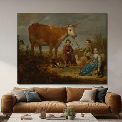 Bambini E Una Mucca Aelbert Cuyp acu12 quadro stampato su tela