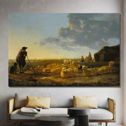Gregge Di Pecore Al Pascolo Aelbert Cuyp acu16 quadro stampato su tela