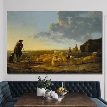 Gregge Di Pecore Al Pascolo Aelbert Cuyp acu16 quadro stampato su tela