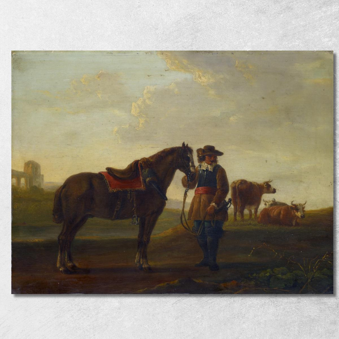 Ufficiale Con Cavallo Aelbert Cuyp acu31 quadro stampato su tela Ufficiale Con Cavallo Aelbert Cuyp acu31 quadro stampato su tela