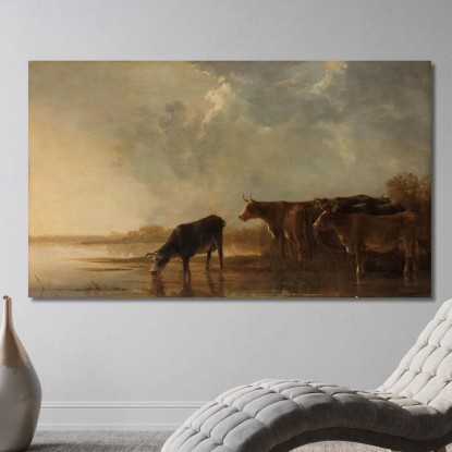 Paesaggio Fluviale Con Mucche Aelbert Cuyp acu38 quadro stampato su tela