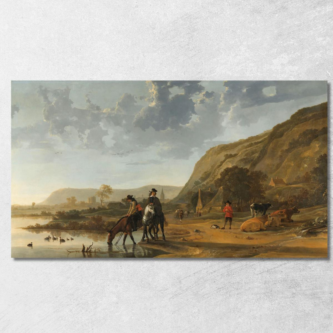 Paesaggio Fluviale Con Cavalieri Aelbert Cuyp acu41 quadro stampato su tela Paesaggio Fluviale Con Cavalieri Aelbert Cuyp acu41 quadro stampato su tela