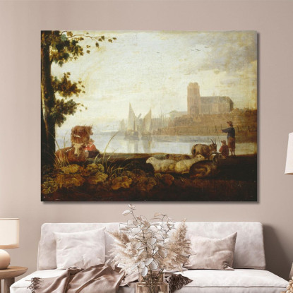 Veduta Sulla Mosa Aelbert Cuyp acu54 quadro stampato su tela