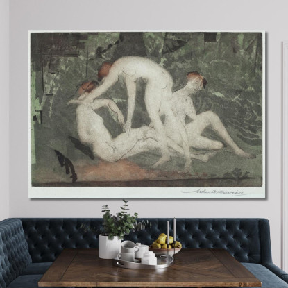 Contro Il Verde Arthur Bowen Davies abd4 quadro stampato su tela