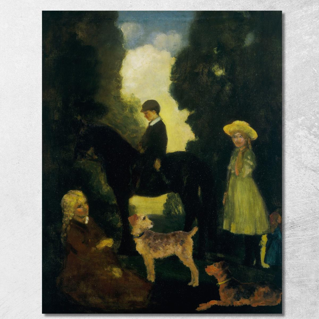 Bambini Cani E Pony Arthur Bowen Davies abd12 quadro stampato su tela