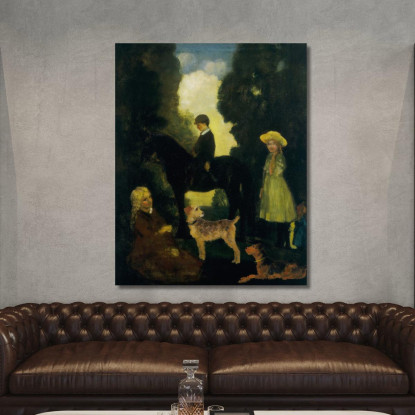 Bambini Cani E Pony Arthur Bowen Davies abd12 quadro stampato su tela