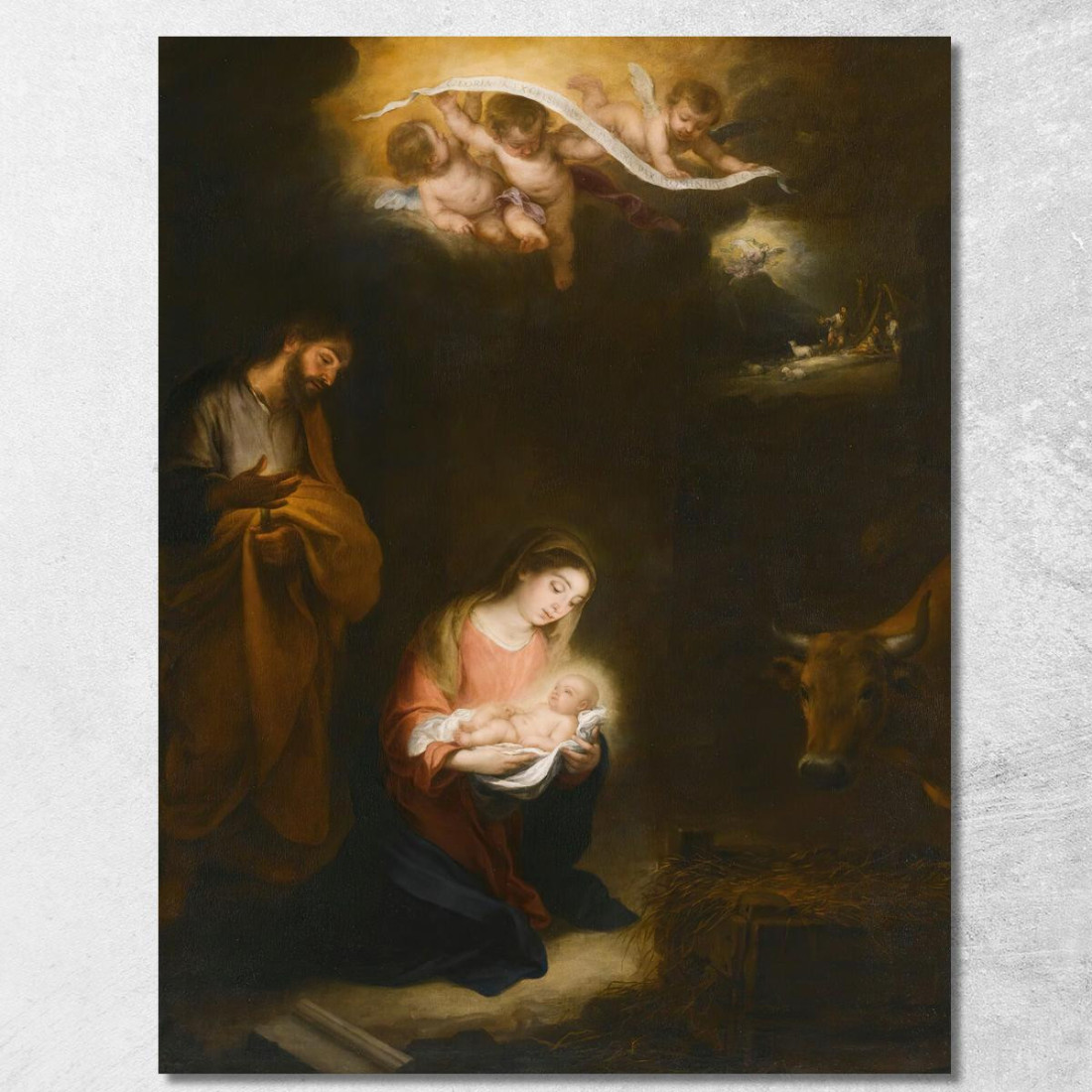 Una Scena Notturna Con La Natività E L'Annunciazione Ai Pastori Sullo Sfondo Bartolomé Estebán Murillo bem2 quadro stampato su Una Scena Notturna Con La Natività E L'Annunciazione Ai Pastori Sullo Sfondo Bartolomé Estebán Murillo bem2 quadro stampato su