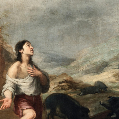 Il Figliol Prodigo Che Pascola I Porci Bartolomé Estebán Murillo bem44 quadro stampato su tela