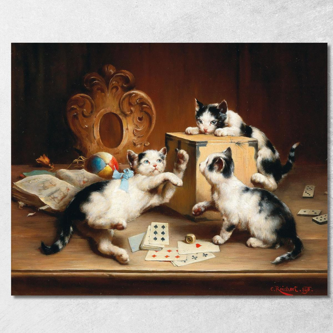 Gattini Giocherelloni Carl Reichert crc42 quadro stampato su tela Gattini Giocherelloni Carl Reichert crc42 quadro stampato su tela