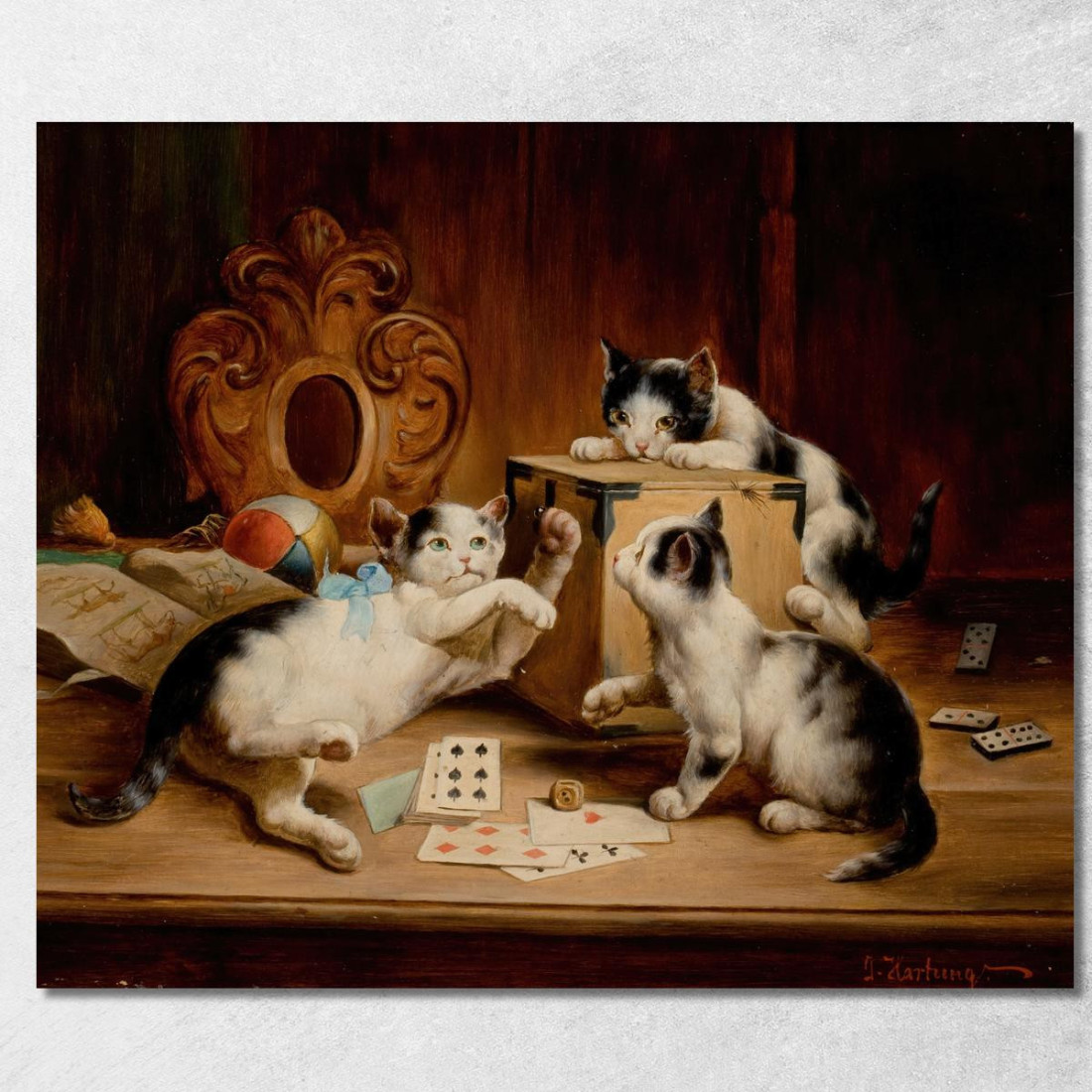Giocando A Carte Carl Reichert crc43 quadro stampato su tela Giocando A Carte Carl Reichert crc43 quadro stampato su tela