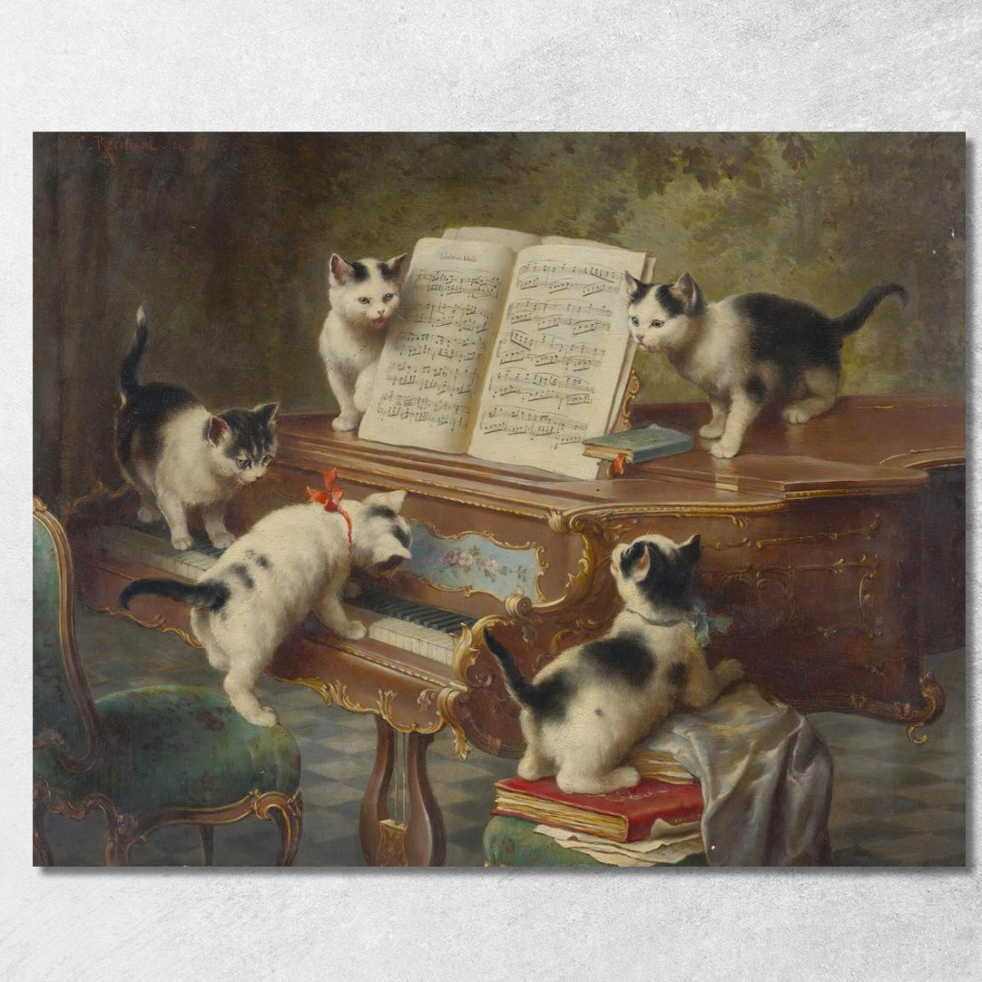 Il Recital Dei Gattini Carl Reichert crc52 quadro stampato su tela Il Recital Dei Gattini Carl Reichert crc52 quadro stampato su tela