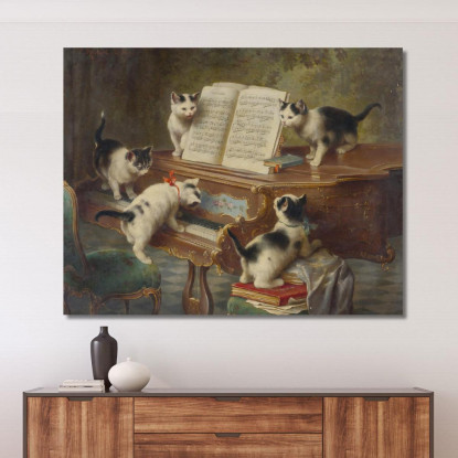 Il Recital Dei Gattini Carl Reichert crc52 quadro stampato su tela