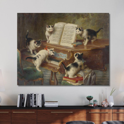 Il Recital Dei Gattini Carl Reichert crc52 quadro stampato su tela