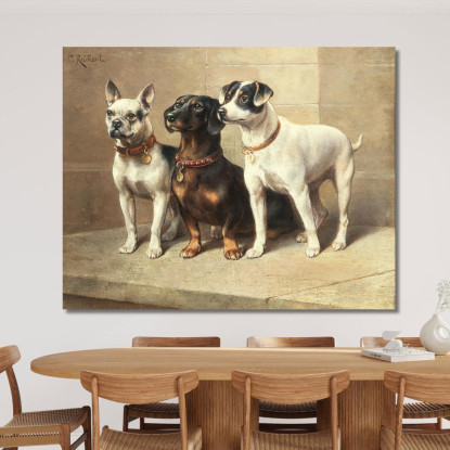 Tre Cani Vigili Carl Reichert crc55 quadro stampato su tela
