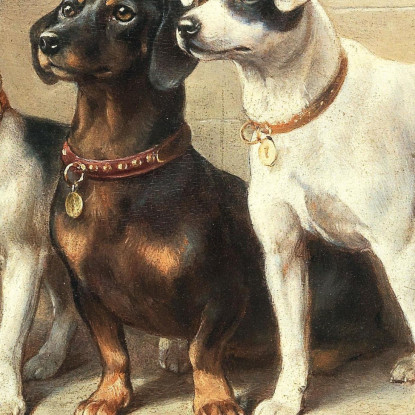 Tre Cani Vigili Carl Reichert crc55 quadro stampato su tela